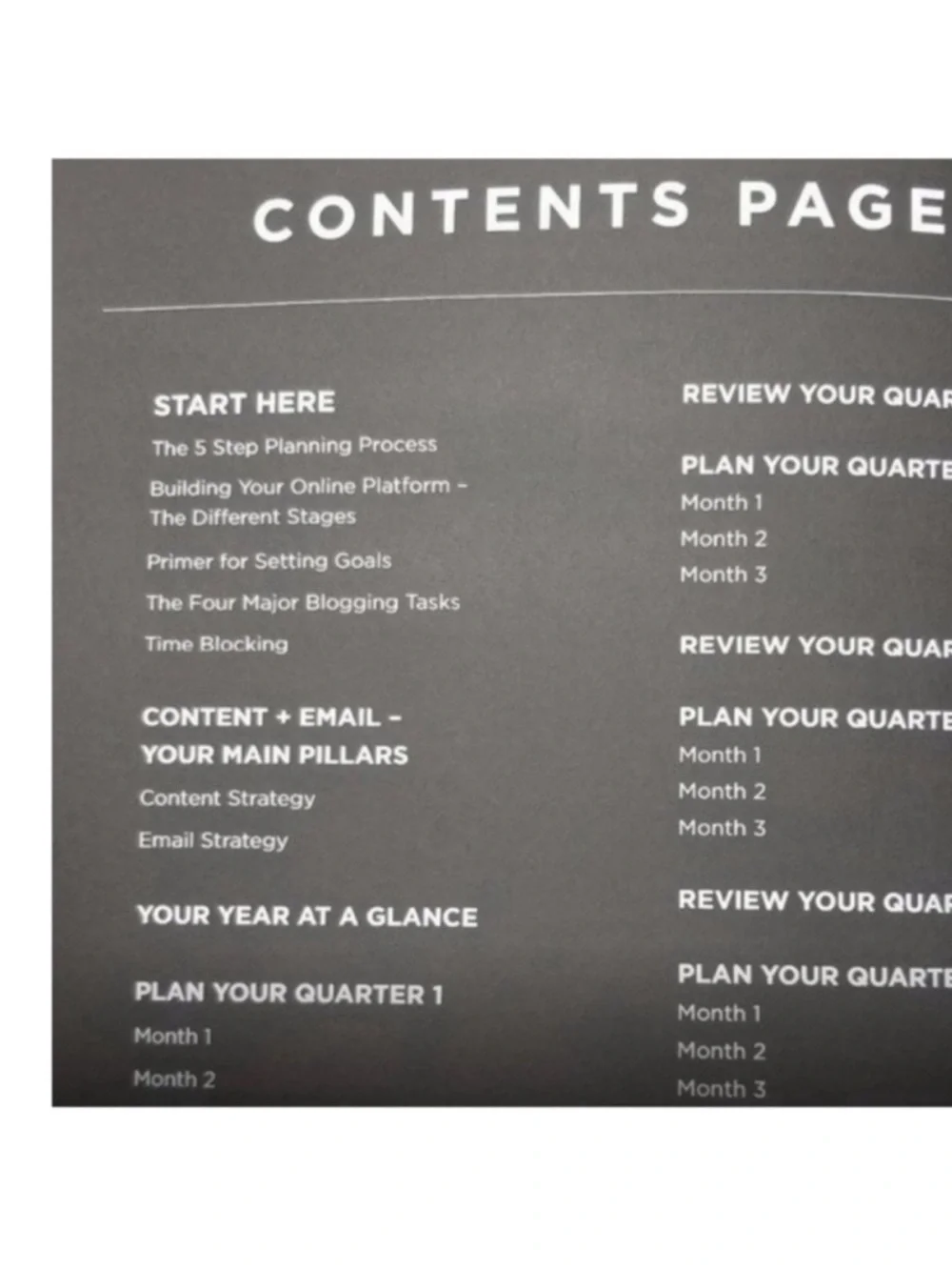 Content planner workbook editorial blogging goals create on year calendar blog